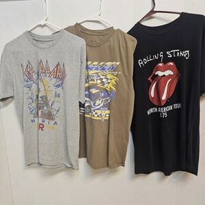 Adult Vintage Graphic Concert T-Shirt Lot Def Leppard Van Halen Rolling Stones